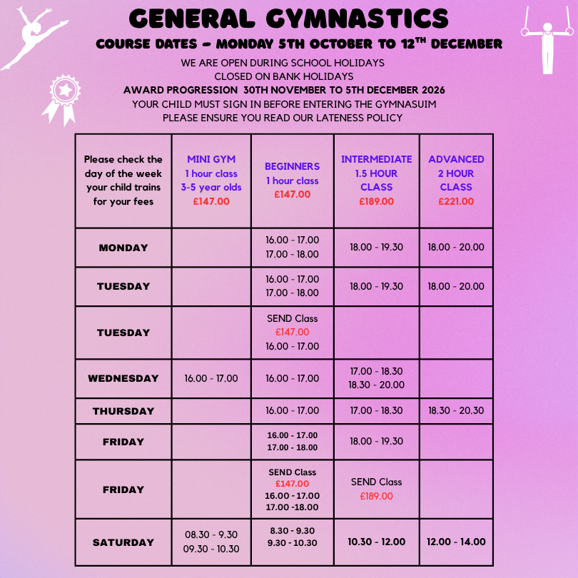 Copy of General Gymnastics Course 13th July to 3rd October 2026 4