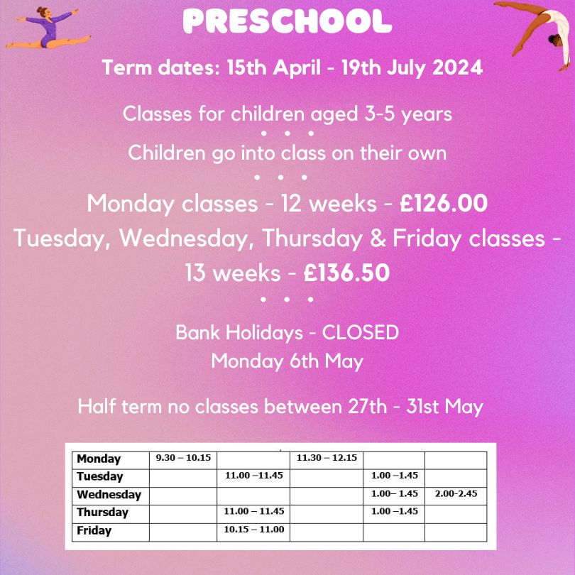 Preschool 15th April term