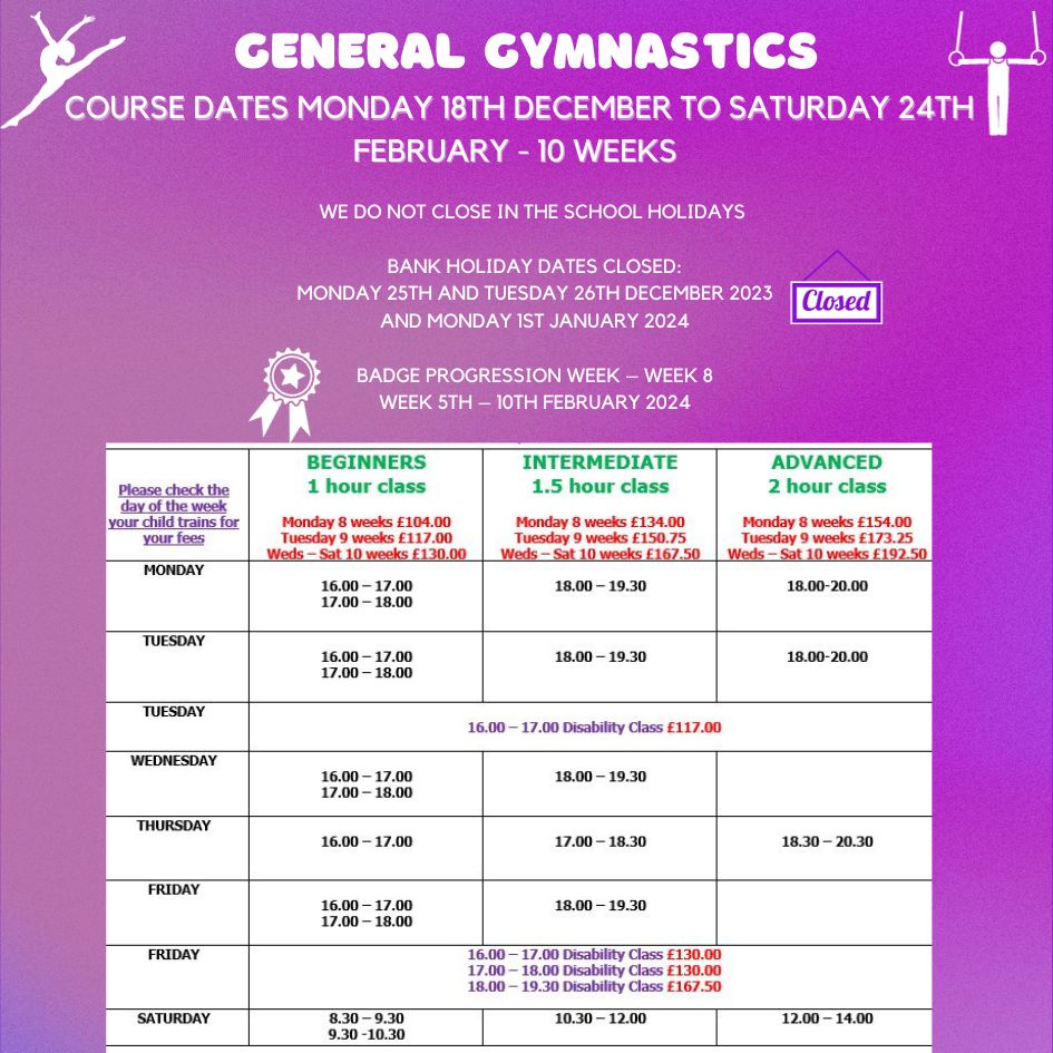 General Gymnastics Course 181223 240224 1