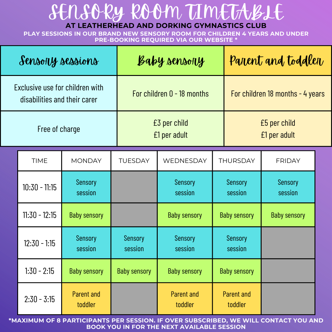 Sensory room timetable