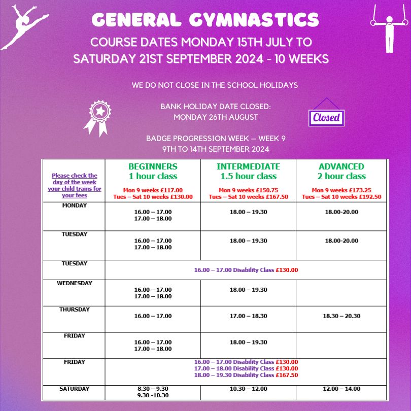 General course fees July Sept 2024