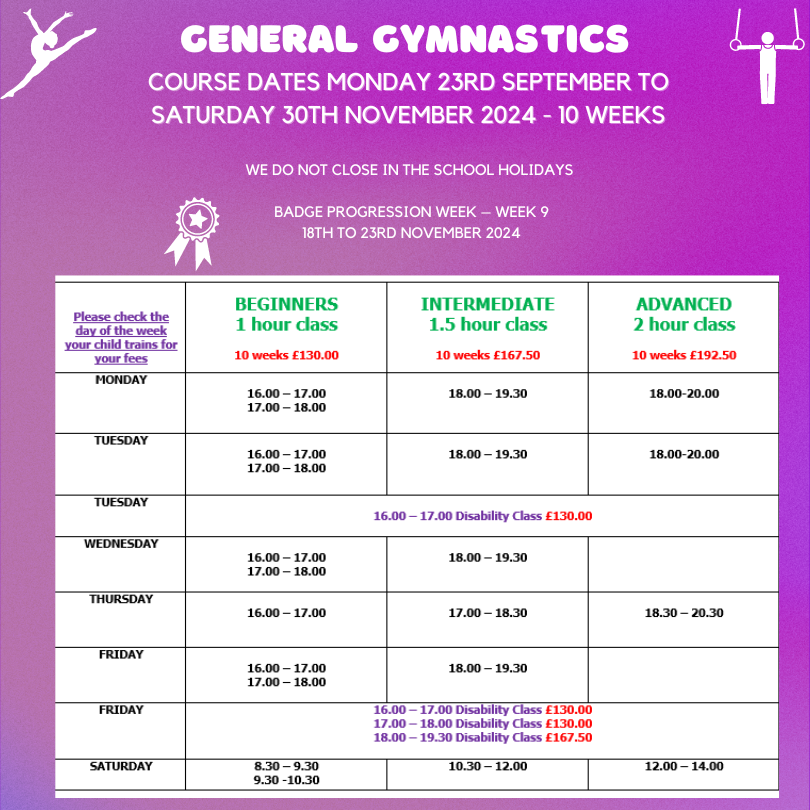 General course fees Sept Nov 2024 website